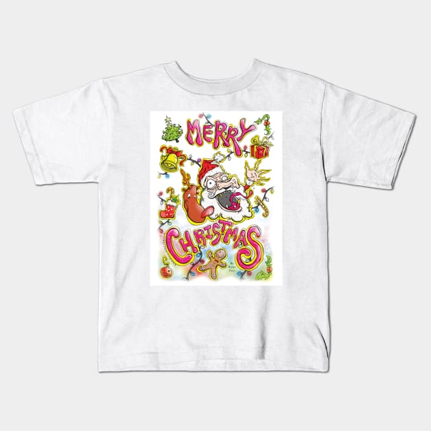 Merry Christmas with Old Man Joe! The BEST hand drawn, symbolic, out of this world Christmas Cartoon Design EVER. Kids T-Shirt by BryanDassArt1